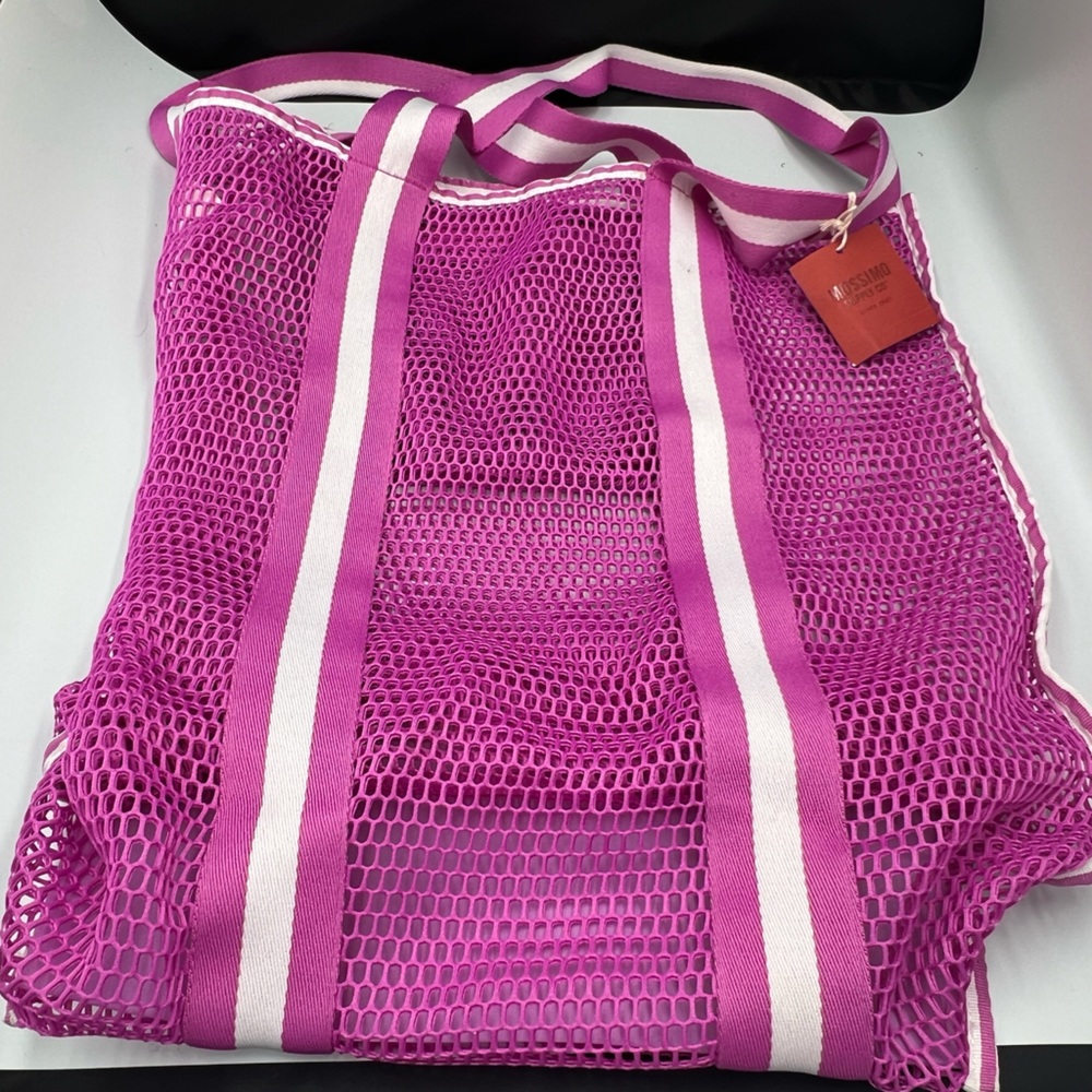 Mossimo Mesh Tote Bag – Pink/Violet Beach Pool Gym Bag – NEW With Tags - Picture 4 of 5